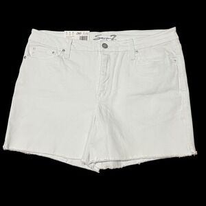 Seven7‎ Women's Weekend Shorts Size 14 White Denim Fray Hem Casual Stretch NWT